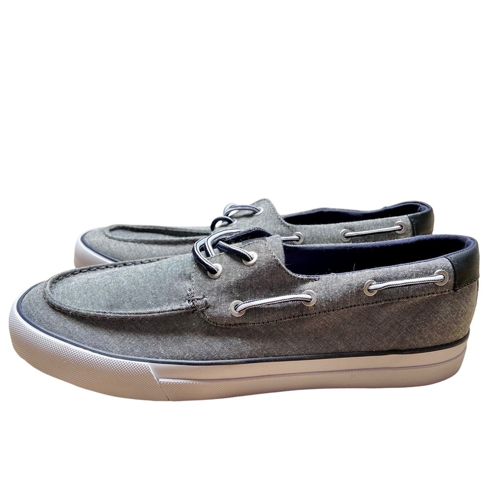 NWT Tommy Hilfiger Petes Mens Gray Boat Shoes Slip On Lace Up Size 11.5